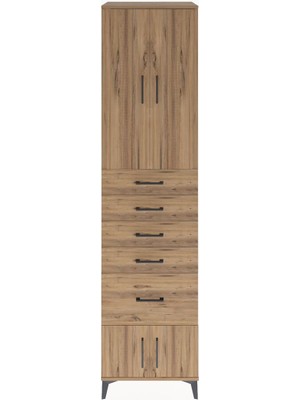 Hyperion Dolap 3 Raflı 5 Çekmeceli 4 Kapaklı 60X44X243 Çam-Çam