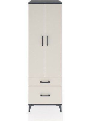 Hyperion Dolap 4 Raflı 2 Çekmeceli 2 Kapaklı 60X44X195 Antrasit-Aytaşı