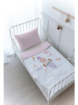 Organik Baskılı Montessori (100X200 Cm) Yorgan Seti  - Iconic Serisi - Vintage Uzay