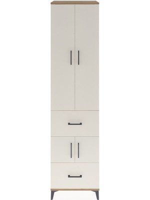 Hyperion Dolap 5 Raflı 2 Çekmeceli 4 Kapaklı 60X44X243 Çam-Aytaşı