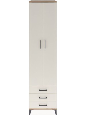 Hyperion Dolap 5 Raflı 3 Çekmeceli 2 Kapaklı 60X44X243 Çam-Aytaşı
