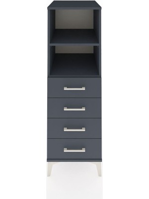 Kronos Dolap 2 Raflı 4 Çekmeceli 44X59X134 Antrasit-Antrasit