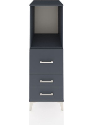 Kronos Dolap Tek Raflı 3 Çekmeceli 44X59X134 Antrasit-Antrasit