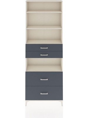 Arges Dolap 4 Raflı 4 Çekmeceli 88X30X243 Aytaşı-Antrasit
