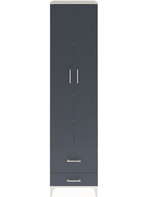 Hyperion Dolap 5 Raflı 2 Çekmeceli 2 Kapaklı 60X44X243 Aytaşı-Antrasit