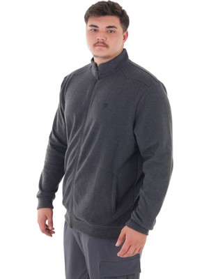 Erkek Büyük Beden 122-158 Kilo Arası Için Uygun Pamuklu Geniş Kalıp Dik Yaka Fermuarlı Sweat Mont