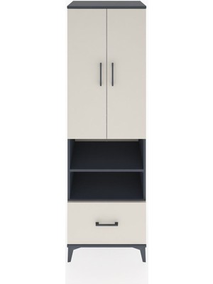 Hyperion Dolap 5 Raflı Tek Çekmeceli 2 Kapaklı 60X44X195 Antrasit-Aytaşı