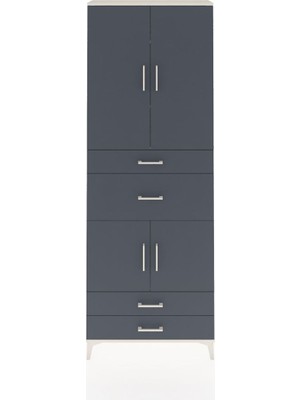 Arges Dolap 4 Raflı 4 Çekmeceli 4 Kapaklı 88X30X243 Aytaşı-Antrasit