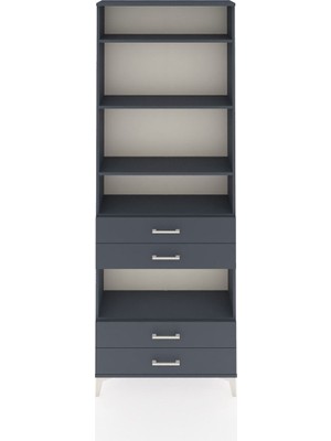 Arges Dolap 5 Raflı 4 Çekmeceli 88X30X243 Antrasit-Antrasit