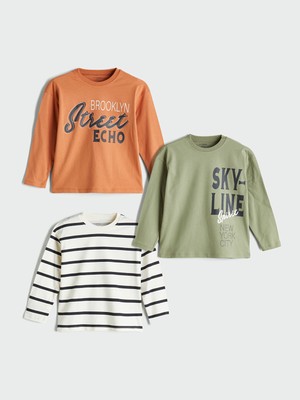 Lc Waikiki Yeni Sezon Bisiklet Yaka Erkek Çocuk Tişört 3'lü