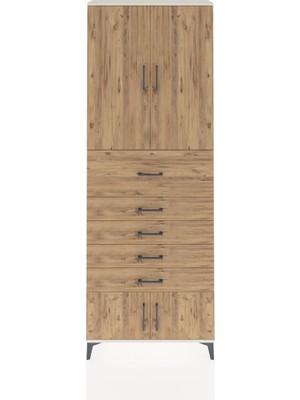 Arges Dolap 3 Raflı 5 Çekmeceli 4 Kapaklı 88X30X243 Aytaşı-Çam