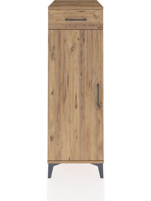 Kronos Dolap 2 Raflı Tek Çekmeceli Tek Kapaklı 44X59X134 Çam-Çam