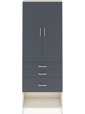 Arges Dolap 3 Raflı 3 Çekmeceli 2 Kapaklı 88X30X243 Aytaşı-Antrasit