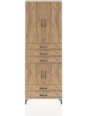 Arges Dolap 4 Raflı 5 Çekmeceli 4 Kapaklı 88X30X243 Aytaşı-Çam