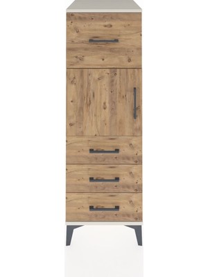 Kronos Dolap Tek Raflı 4 Çekmeceli Tek Kapaklı 44X59X134 Aytaşı-Çam