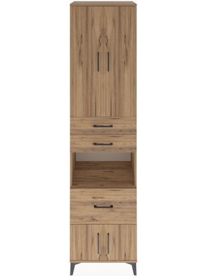 Hyperion Dolap 4 Raflı 3 Çekmeceli 4 Kapaklı 60X44X243 Çam-Çam