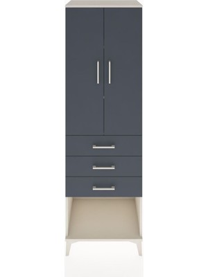 Hyperion Dolap 3 Raflı 3 Çekmeceli 2 Kapaklı 60X44X195 Aytaşı-Antrasit