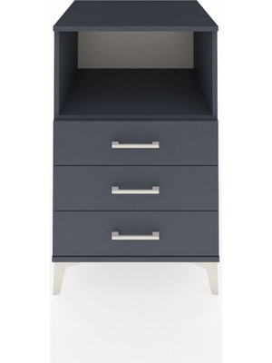 Kronos Komodin Tek Raflı 3 Çekmeceli 60X59X96 Antrasit-Antrasit