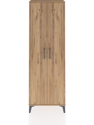 Arges Dolap Tek Raflı 2 Kapaklı Tek Askılı 60X30X182 Çam-Çam