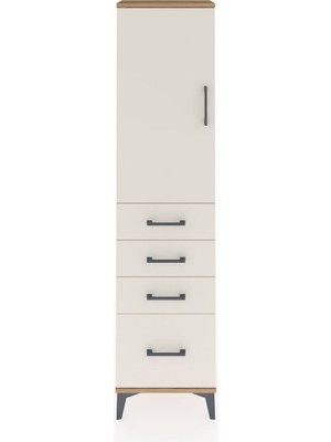 Arges Dolap 2 Raflı 4 Çekmeceli Tek Kapaklı 44X30X182 Çam-Aytaşı