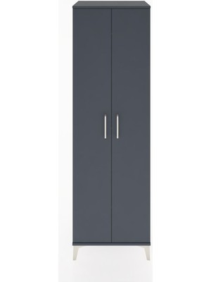 Hyperion Dolap 3 Raflı 2 Kapaklı Tek Askılı 60X44X195 Antrasit-Antrasit