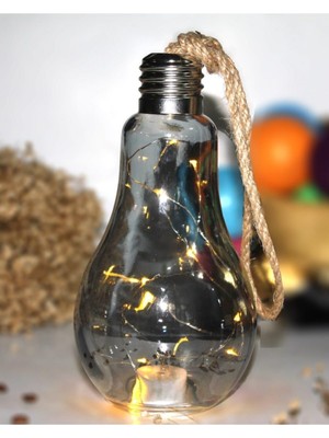 LED Ampüllü Dekoratif Lamba, 22 Cm, Pilli, Siyah, Şık ve Hediye Seçeneklidir.