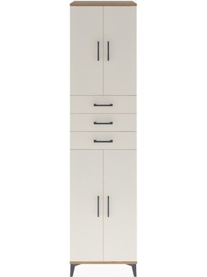 Hyperion Dolap 5 Raflı 3 Çekmeceli 4 Kapaklı 60X44X243 Çam-Aytaşı