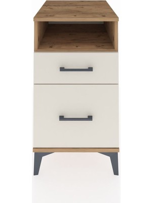 Kronos Komodin Tek Raflı 2 Çekmeceli 44X59X80 Çam-Aytaşı
