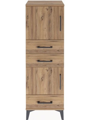 Arges Dolap 2 Raflı 3 Çekmeceli 2 Kapaklı 44X30X134 Çam-Çam