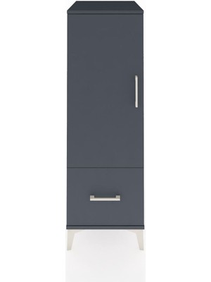 Kronos Dolap 2 Raflı Tek Çekmeceli Tek Kapaklı 44X59X134 Antrasit-Antrasit