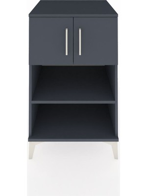 Kronos Komodin 2 Raflı 2 Kapaklı 60X59X96 Antrasit-Antrasit