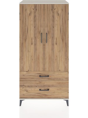 Hyperion Dolap 4 Raflı 2 Çekmeceli 2 Kapaklı 88X44X182 Aytaşı-Çam