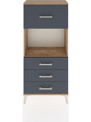 Hyperion Dolap Tek Raflı 4 Çekmeceli 60X44X134 Çam-Antrasit