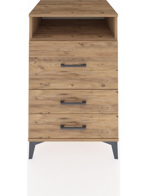Kronos Komodin Tek Raflı 3 Çekmeceli 60X59X96 Çam-Çam