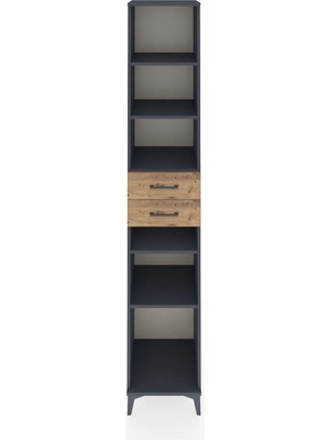 Hyperion Dolap 5 Raflı 2 Çekmeceli 44X44X243 Antrasit-Çam