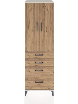 Hyperion Dolap 3 Raflı 4 Çekmeceli 2 Kapaklı 60X44X195 Aytaşı-Çam