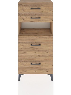 Hyperion Dolap Tek Raflı 4 Çekmeceli 60X44X134 Çam-Çam
