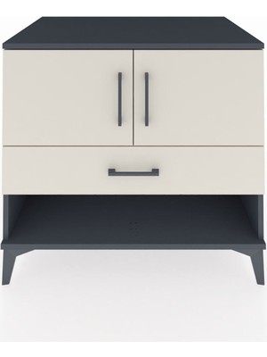 Kronos Şifonyer 2 Raflı Tek Çekmeceli 2 Kapaklı 88X59X80 Antrasit-Aytaşı