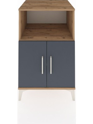 Kronos Komodin 2 Raflı 2 Kapaklı 60X59X96 Çam-Antrasit