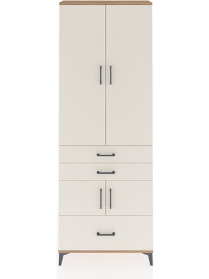 Arges Dolap 4 Raflı 3 Çekmeceli 4 Kapaklı 88X30X243 Çam-Aytaşı
