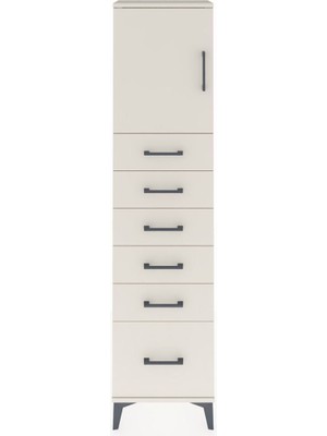 Arges Dolap Tek Raflı 6 Çekmeceli Tek Kapaklı 44X30X182 Aytaşı-Aytaşı