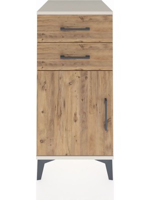 Kronos Komodin Tek Raflı 2 Çekmeceli Tek Kapaklı 44X59X96 Aytaşı-Çam