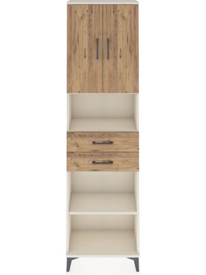 Arges Dolap 4 Raflı 2 Çekmeceli 2 Kapaklı 60X30X221 Aytaşı-Çam