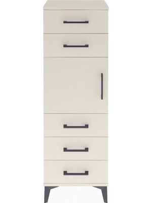 Arges Dolap Tek Raflı 5 Çekmeceli Tek Kapaklı 44X30X134 Aytaşı-Aytaşı