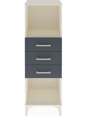 Arges Dolap Tek Raflı 3 Çekmeceli 44X30X134 Aytaşı-Antrasit
