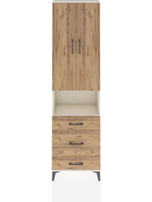 Arges Dolap 3 Raflı 3 Çekmeceli Tek Askılı 60X30X221 Aytaşı-Çam