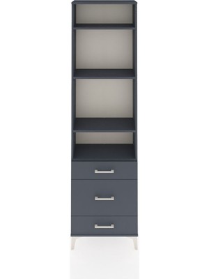 Arges Dolap 4 Raflı 3 Çekmeceli 60X30X221 Antrasit-Antrasit