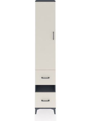 Hyperion Dolap 5 Raflı 2 Çekmeceli Tek Kapaklı 44X44X243 Antrasit-Aytaşı