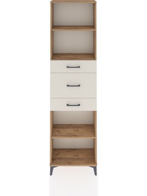 Arges Dolap 3 Raflı 3 Çekmeceli 60X30X221 Çam-Aytaşı
