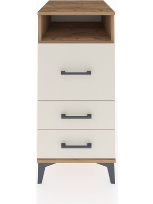 Kronos Komodin Tek Raflı 3 Çekmeceli 44X59X96 Çam-Aytaşı